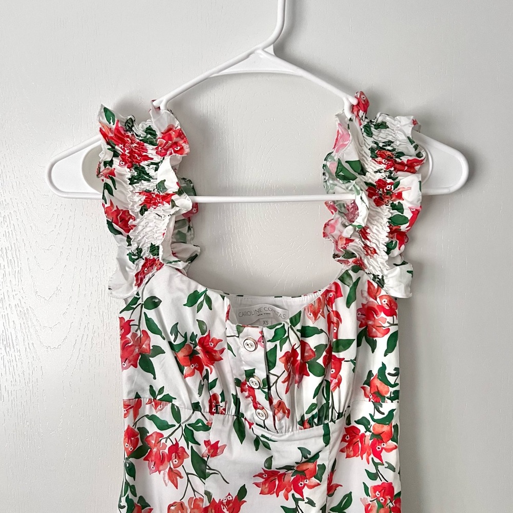 Caroline Constas White Maxi Dress with Coral Floral Print - Picture 6 of 9